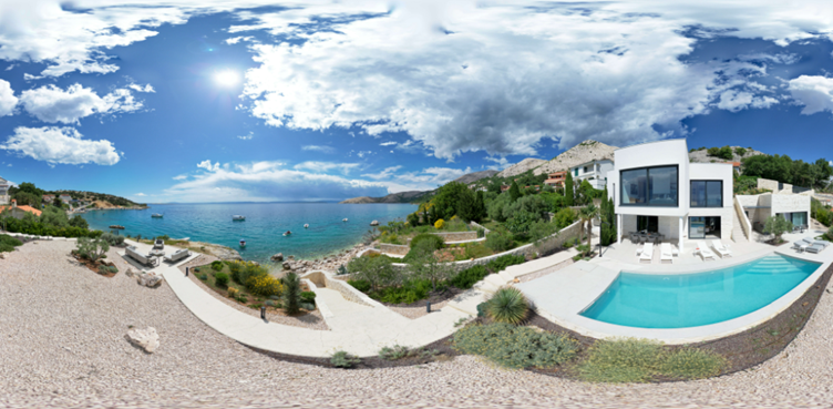 primjer panorame 360 iz zraka iznad ville za odmor