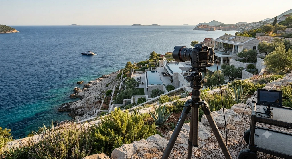 Detalj profesionalne opreme za panoramsku fotografiju nekretnina